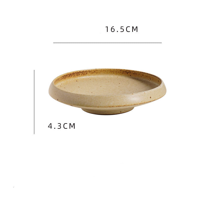 Japanese Style Rough Pottery Plate Retro Style