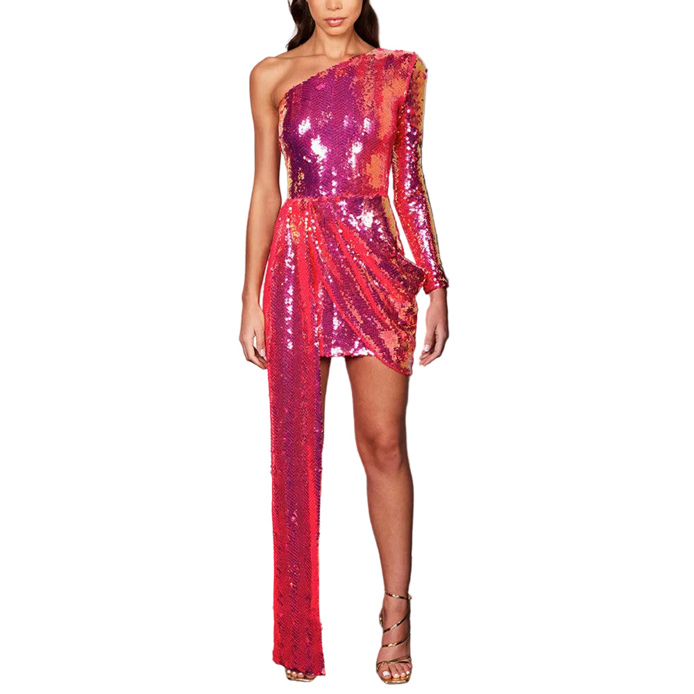 Sequin High Waist Wrap Chest Sequin Dress