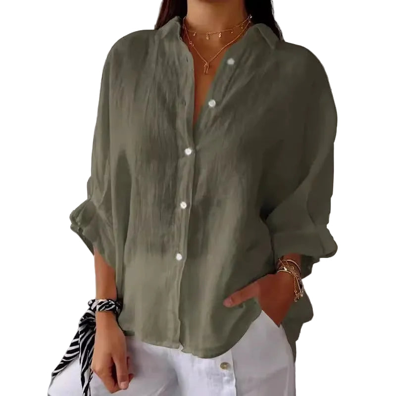 Linen Blend Tie Back Shirt