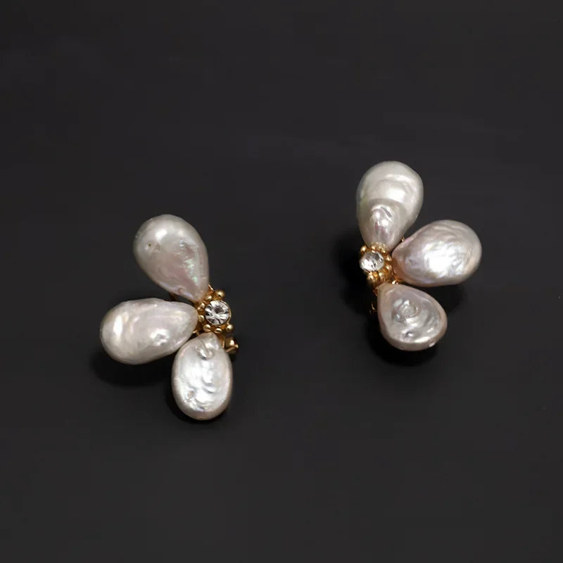Pearl Flower Petal Earrings