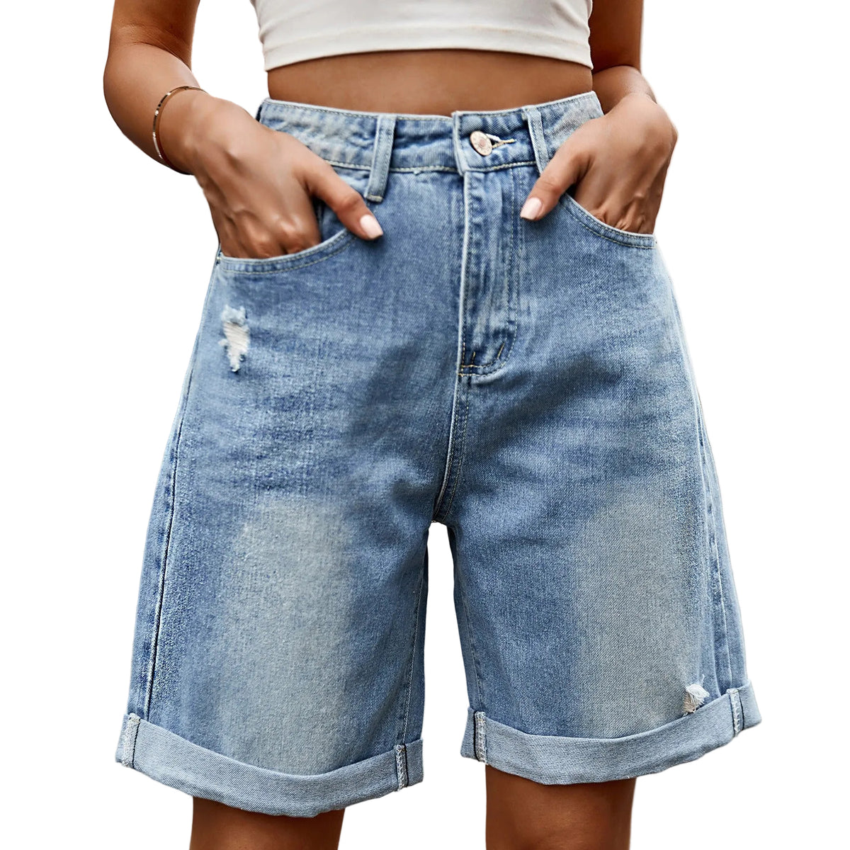 Women Long Denim Shorts