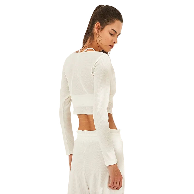 Long Sleeves Yoga Wrap Crop Top