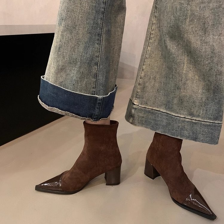 Chunky-heel Skinny High-heeled Boots