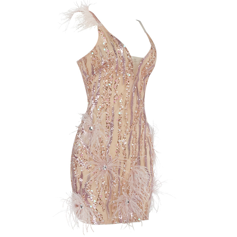 Embroidered sequin strap dress