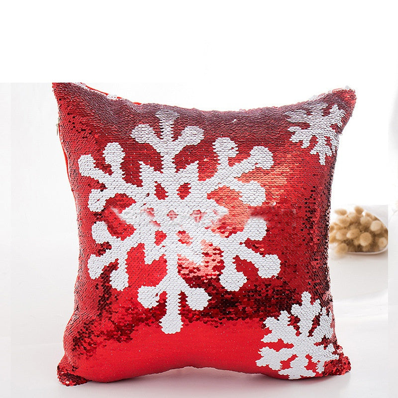 Red Christmas Sequin Cushion Cover