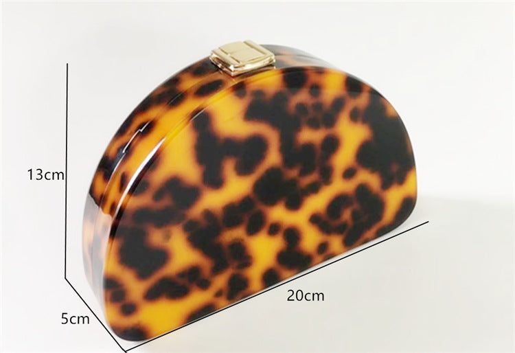 Leopard Print Semicircle Acrylic Handbag