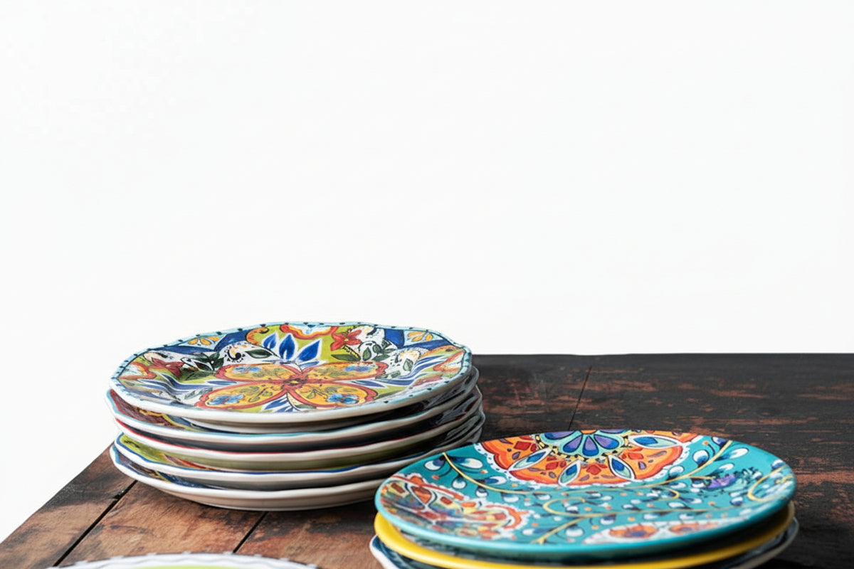 Underglaze ceramic steak western plate