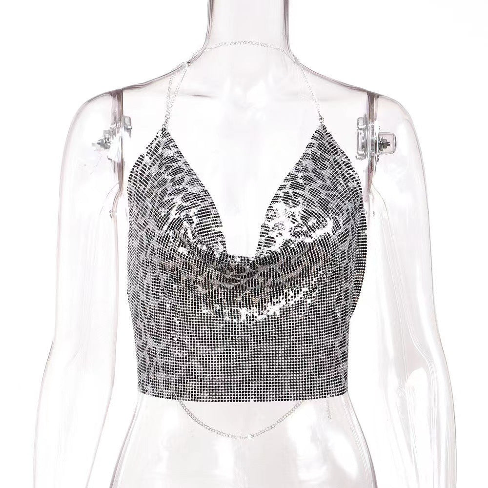 Metallic Chainmail Handkerchief Top