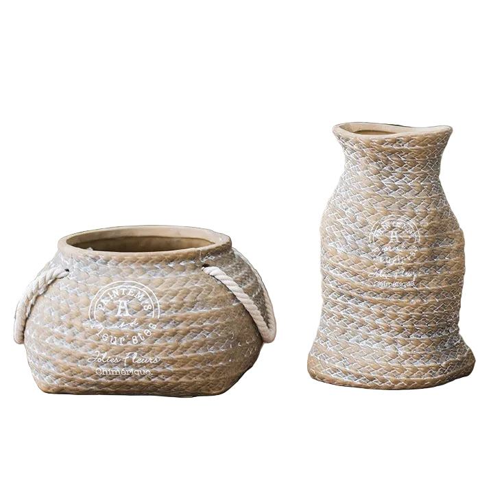 Woven pocket pottery flower pot