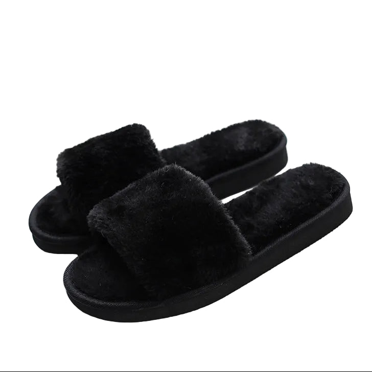 Solid color plush slippers