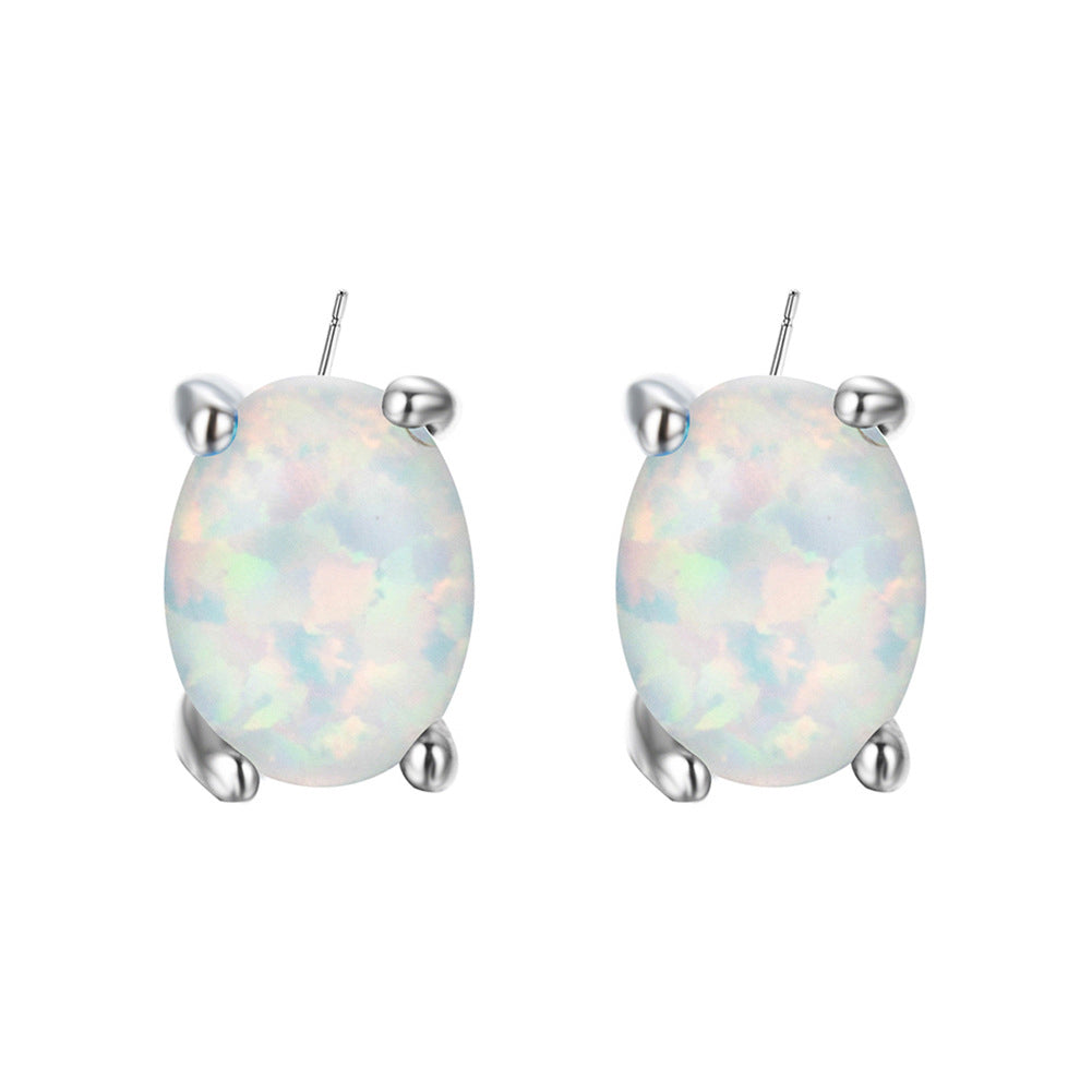 Opal Earrings With Zircon