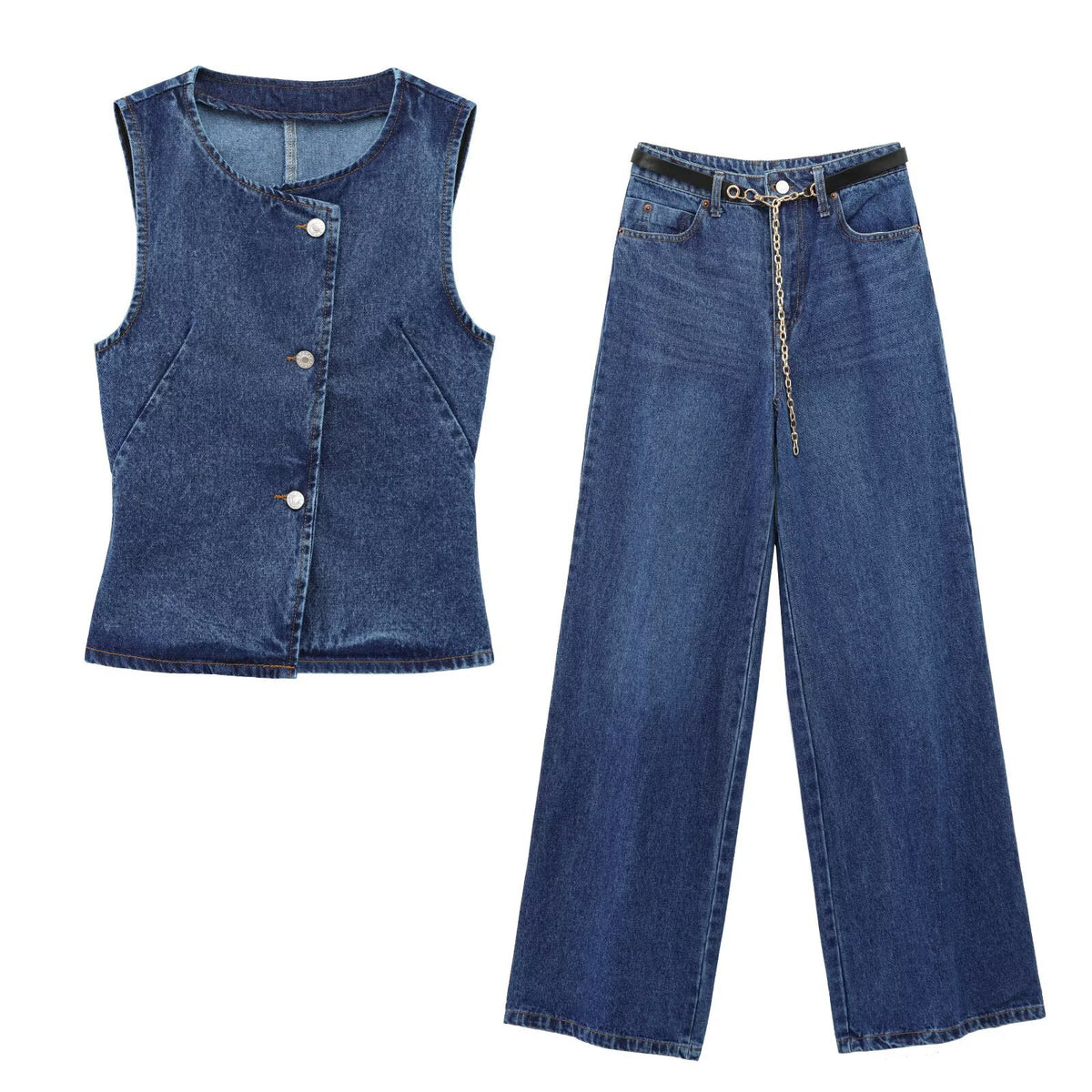 Denim Waist Coat and Jeans