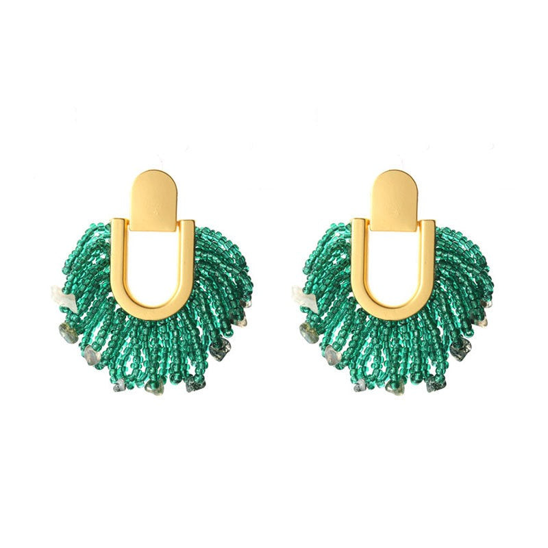 Handmade Beaded Contrast Bohemian Tassel Earrings