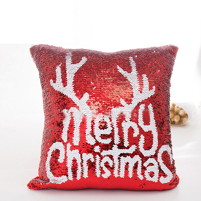 Red Christmas Sequin Cushion Cover