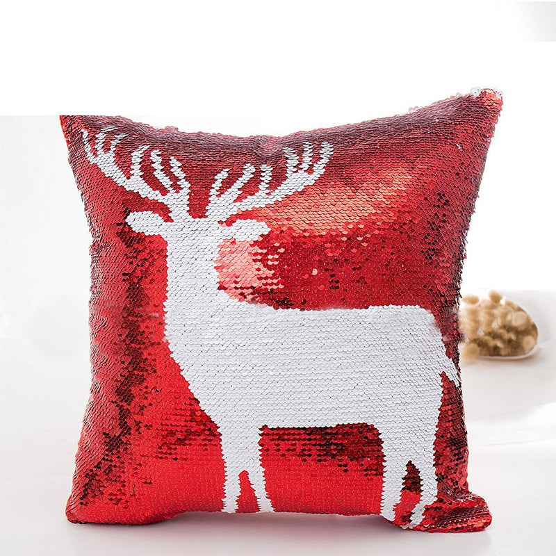 Red Christmas Sequin Cushion Cover