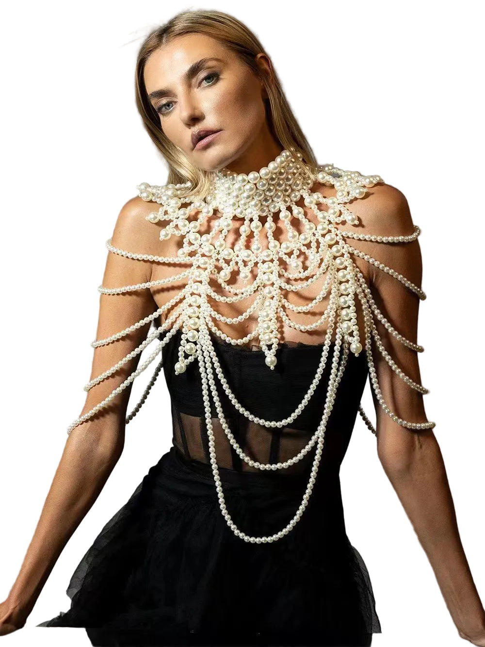 Pearl neck hanging tank top