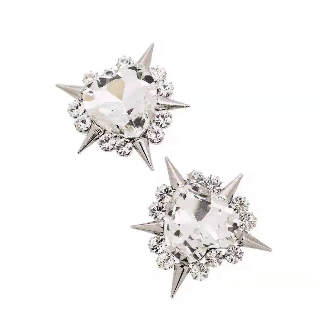 Crystal Heart Large Stud Earrings
