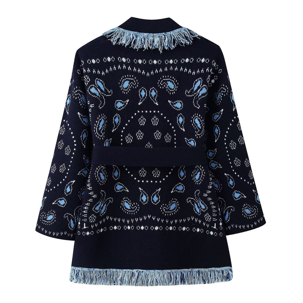 Tassel Shawl Knitted Cardigan