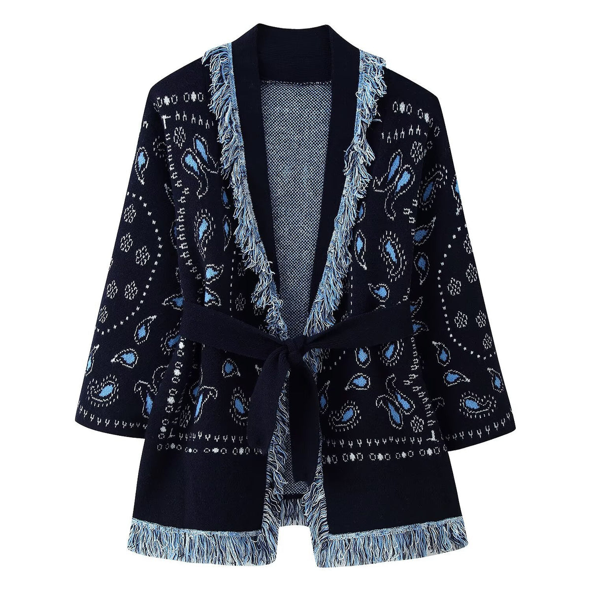 Tassel Shawl Knitted Cardigan