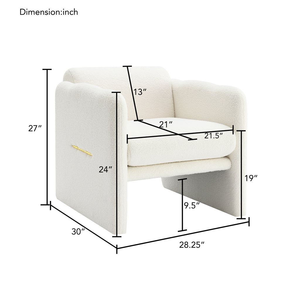 Armchair with wavy armrests