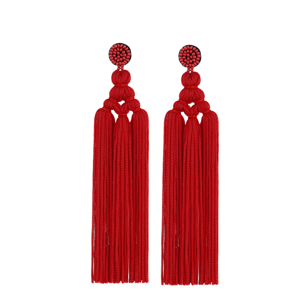 Bohemian Hand-Woven Rope Knot Tassel Earrings