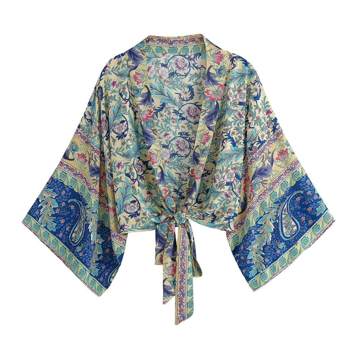 Fashionable printed V-neck batwing sleeve bohemian cover shirt
