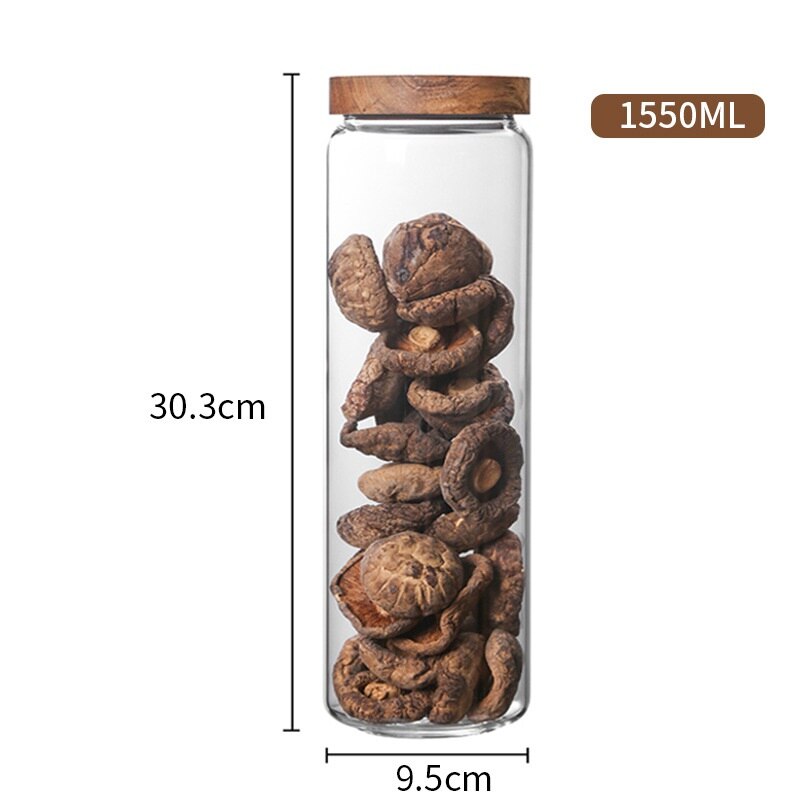 Kitchen Storage Wood Lid Glass