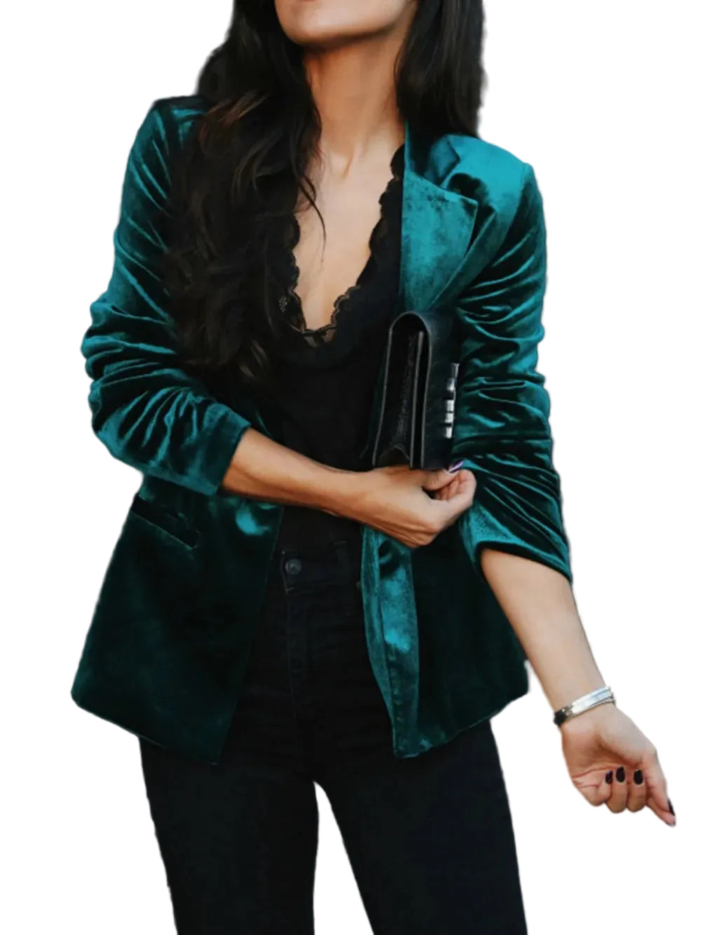 Button Up Lapel Collar Blazer