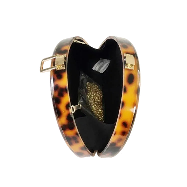Leopard Print Semicircle Acrylic Handbag