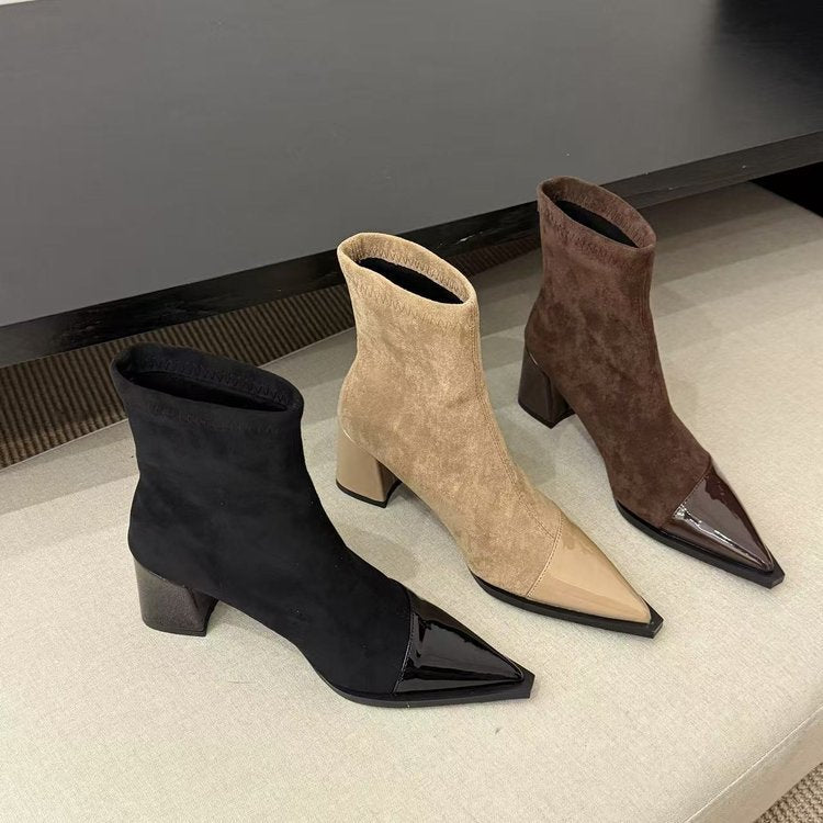 Chunky-heel Skinny High-heeled Boots