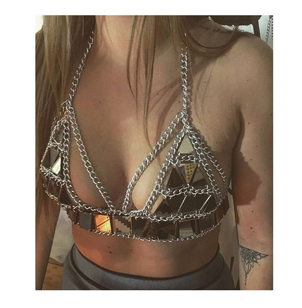 Acrylic Missor Triangle Stitching Bikini Top