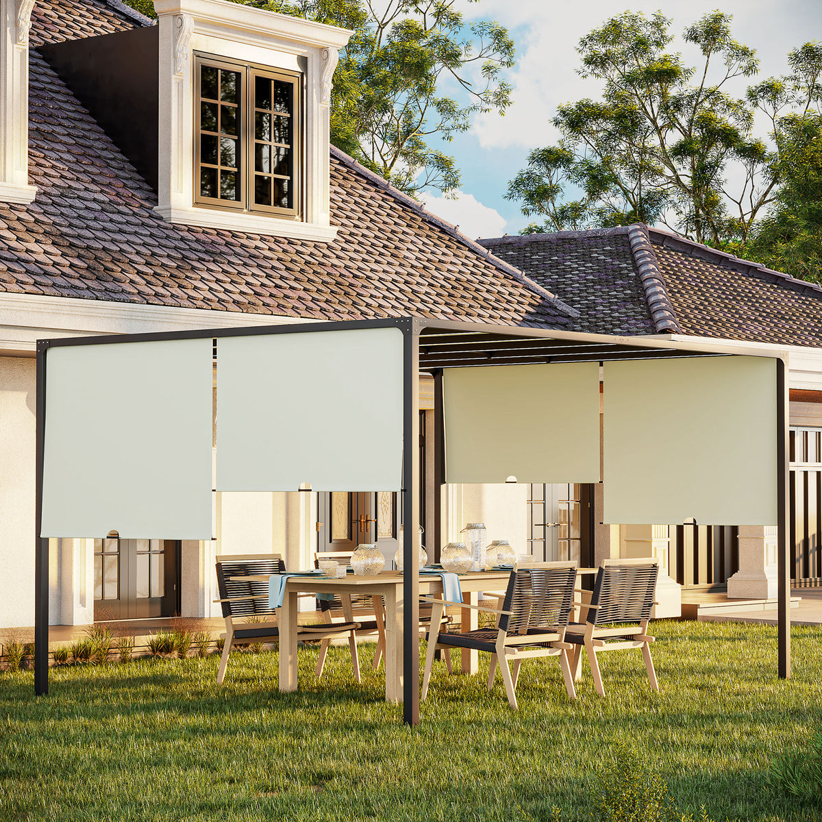 3 X 4m Outdoor Garden Pergola - Cream White