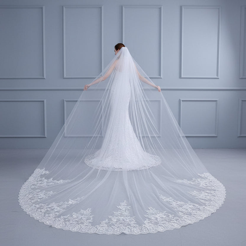 Long Trailing Lace Veil