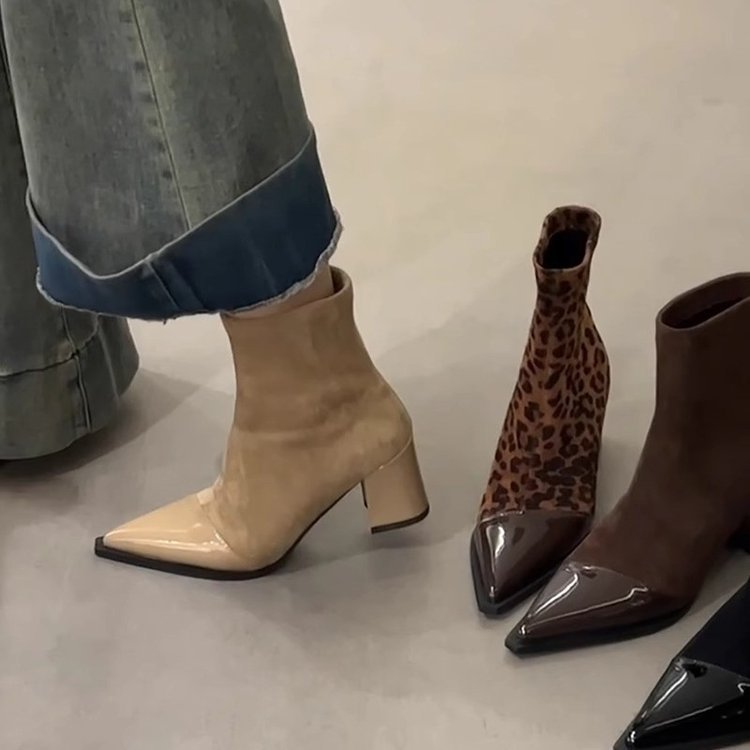 Chunky-heel Skinny High-heeled Boots