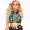 Green Sequin Crop Top