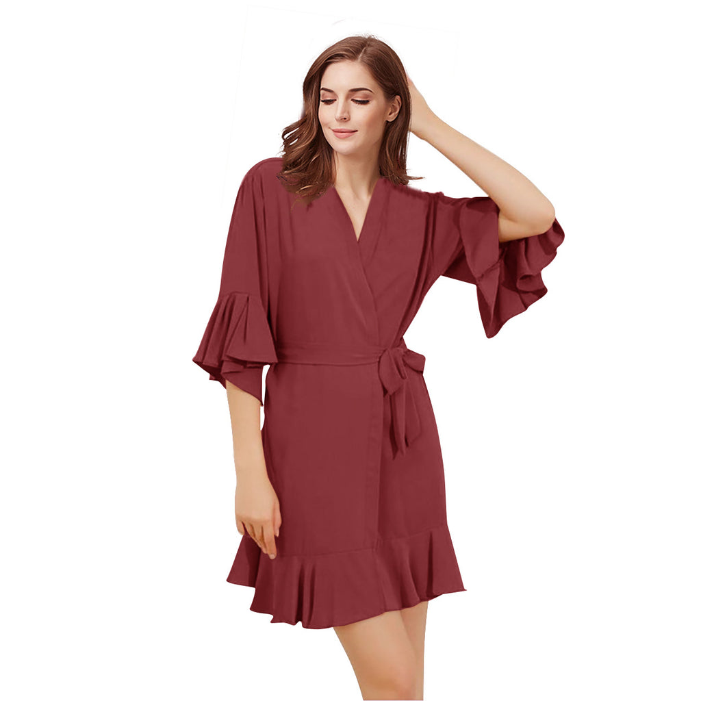 Pleated Hem Chiffon Robe
