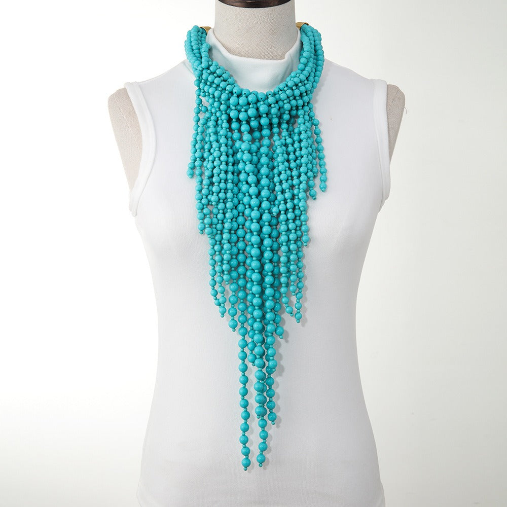 Bohemian beaded hand-woven necklace