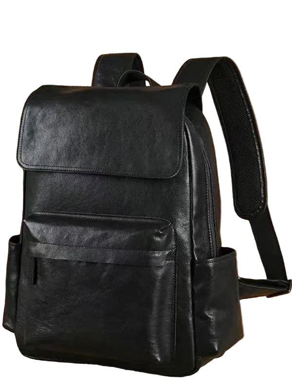 Flip-Top Design Leather Backpack