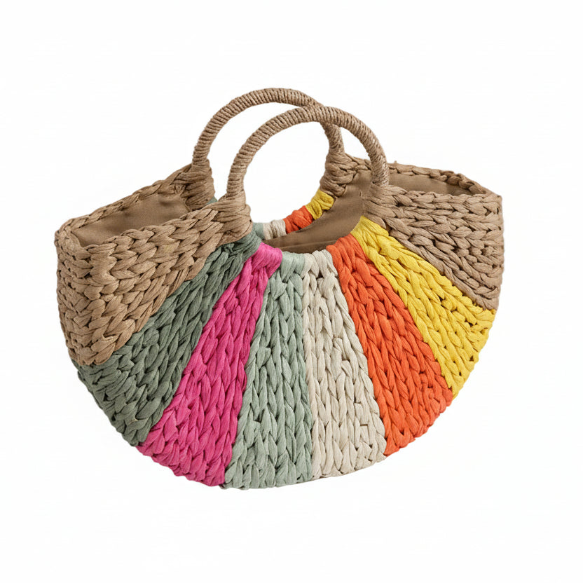 Beach Vacation Rainbow Straw Beach Bag