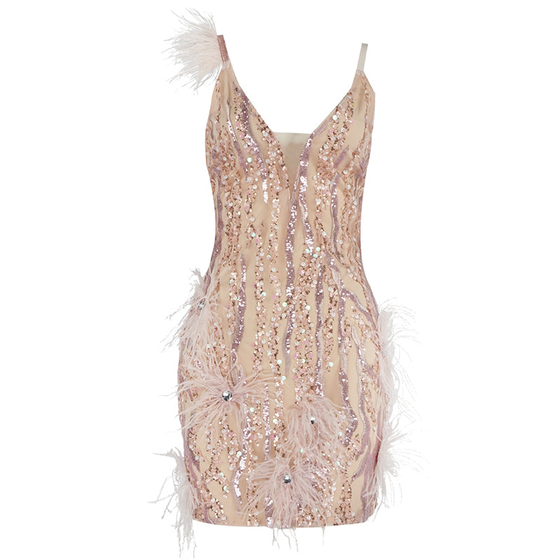Embroidered sequin strap dress
