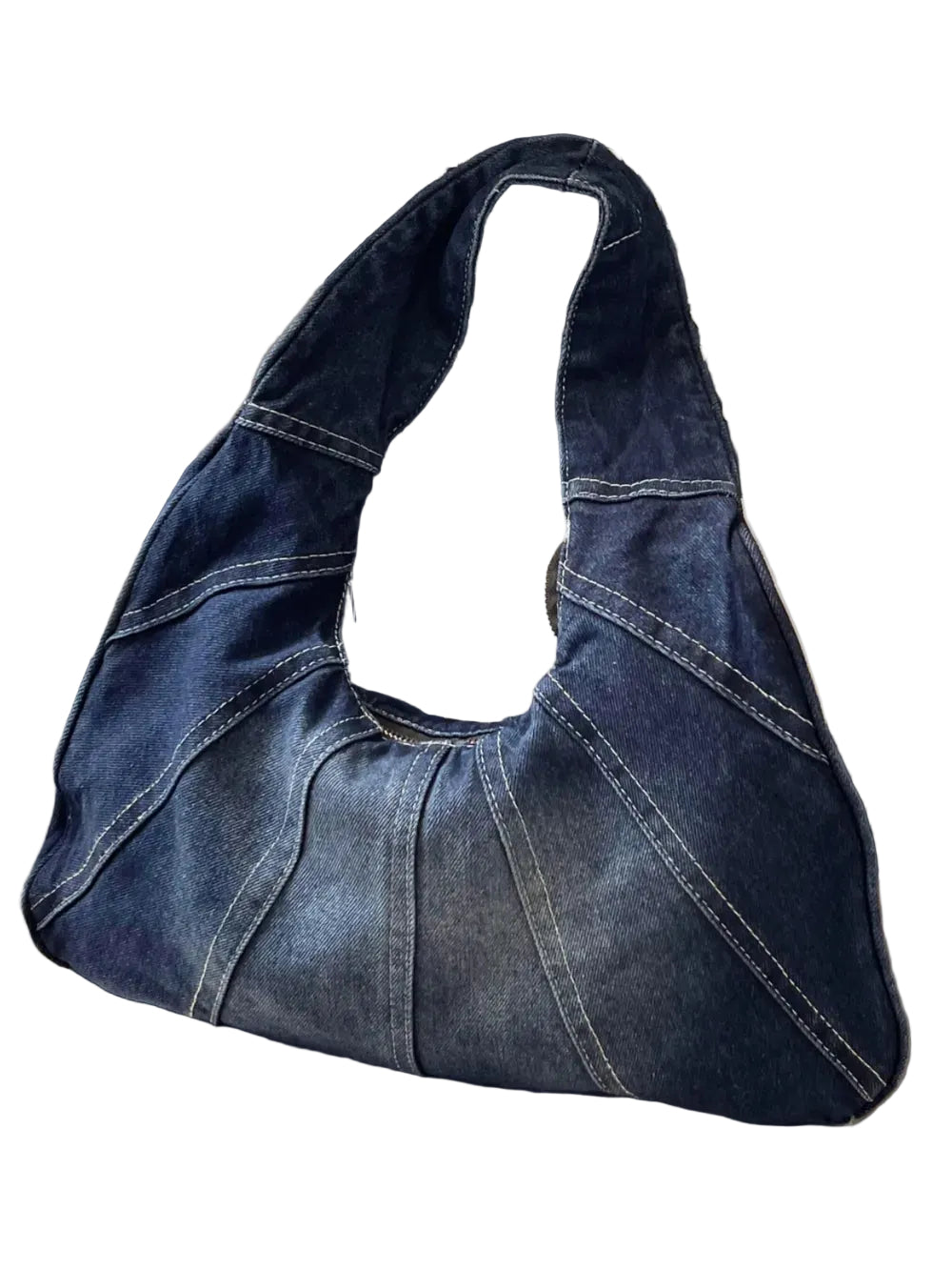 Crescent Shaped Denim Shoulder Bag