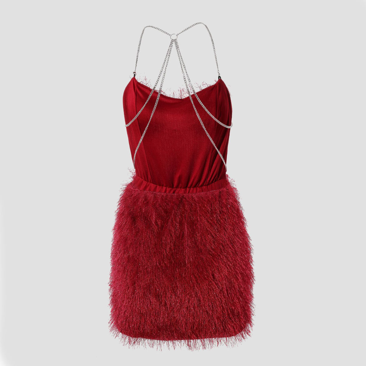 Tassel sexy backless chain dress