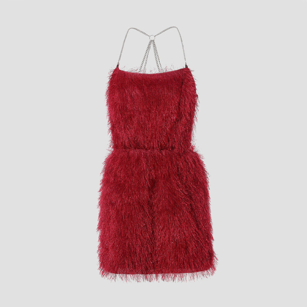 Tassel sexy backless chain dress