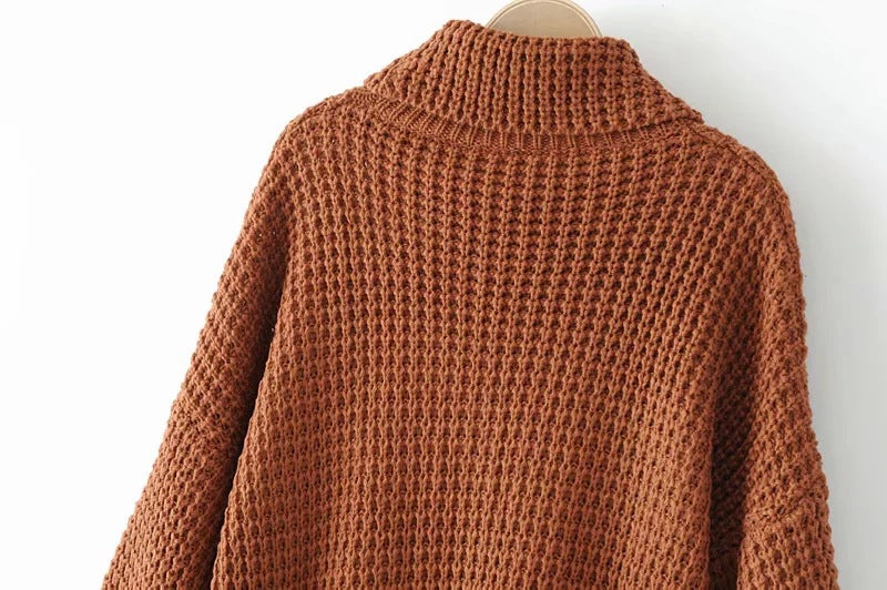 Waffle Knit Mock Neck Jumper