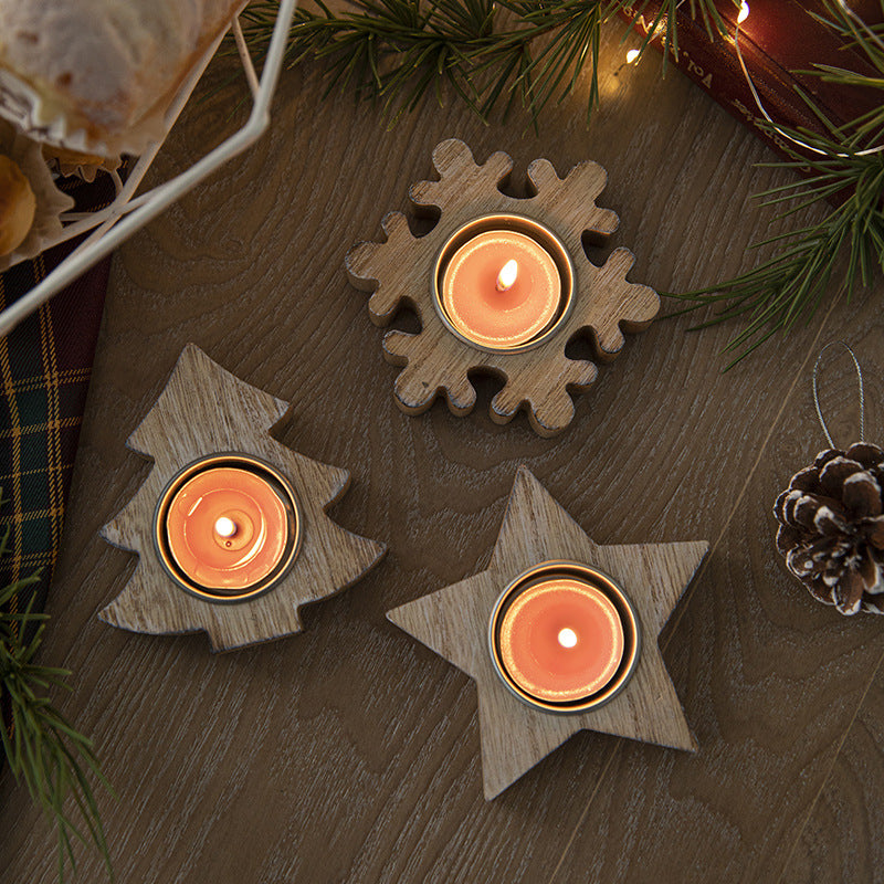 Wooden Snowflake Candle Holder
