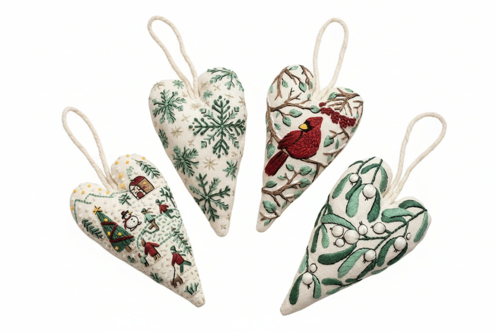Heart-shaped Embroidery Christmas Decorative Pendant