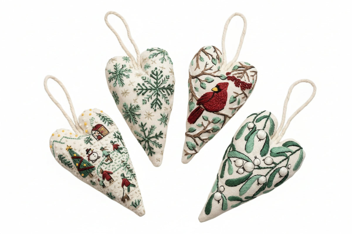 Heart-shaped Embroidery Christmas Decorative Pendant