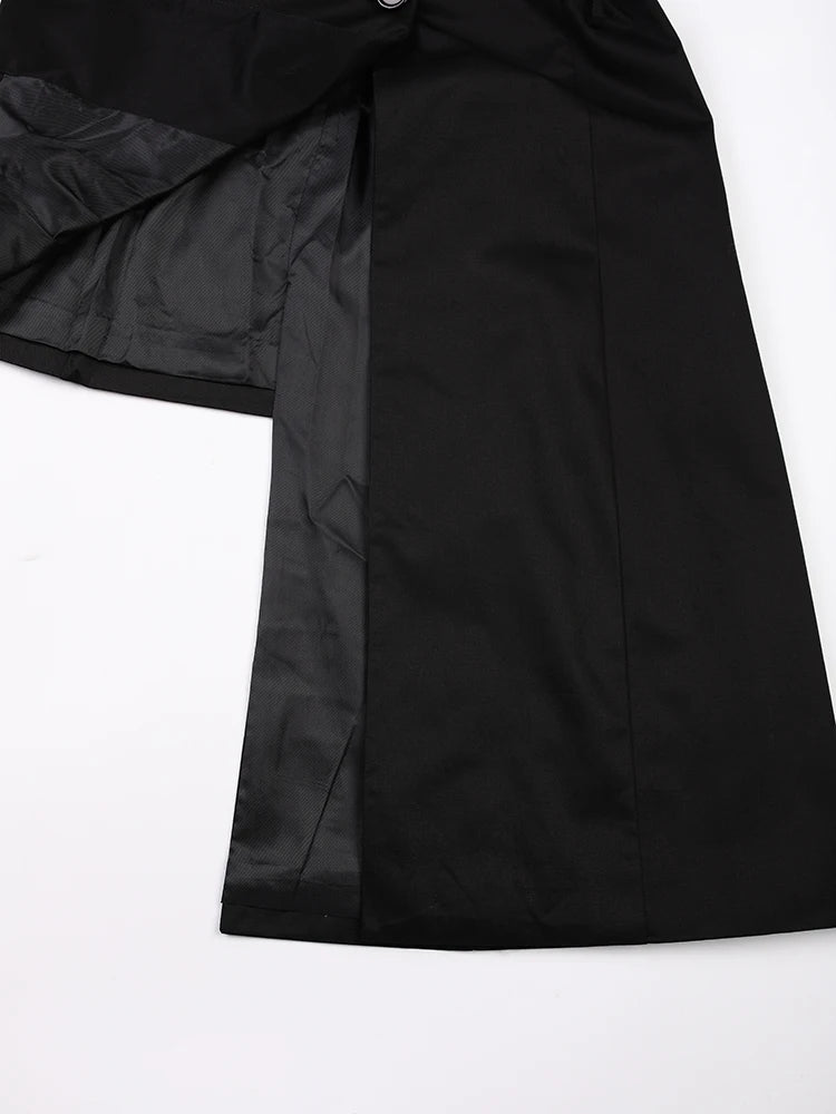 Sash Rhinestone Tassel Irregular Trench Coat