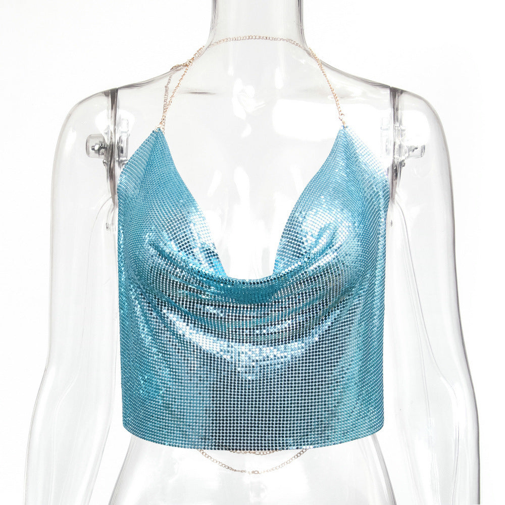 Metallic Chainmail Handkerchief Top