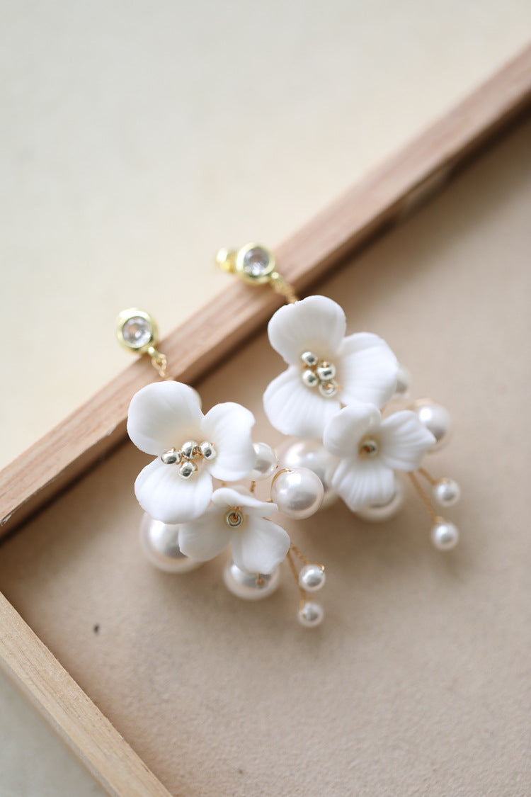 Ceramic Flower Pearl Hairpin